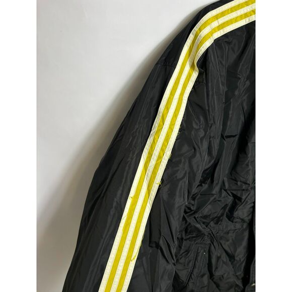Adidas Coat Men's size Medium Black Yellow Puffer Long Line Vintage Jacket 90s - Picture 3 of 7